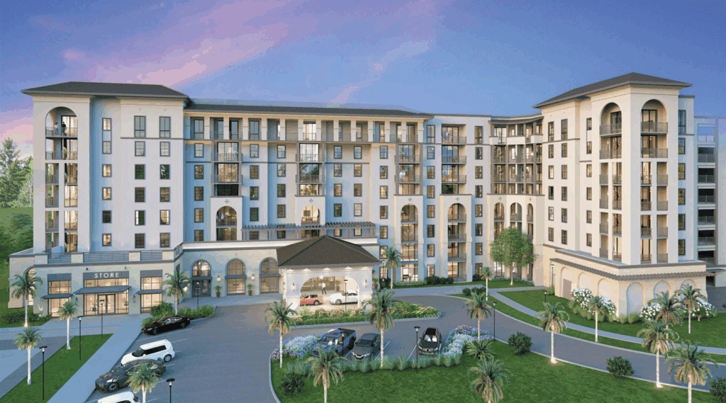 Rendering of Apartment Building and Store at Boca Raton Mixed Use Development